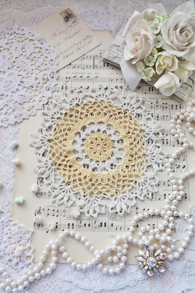 Кружевная салфетка 19,5см,. Вязанная салфетка, Германия. №30