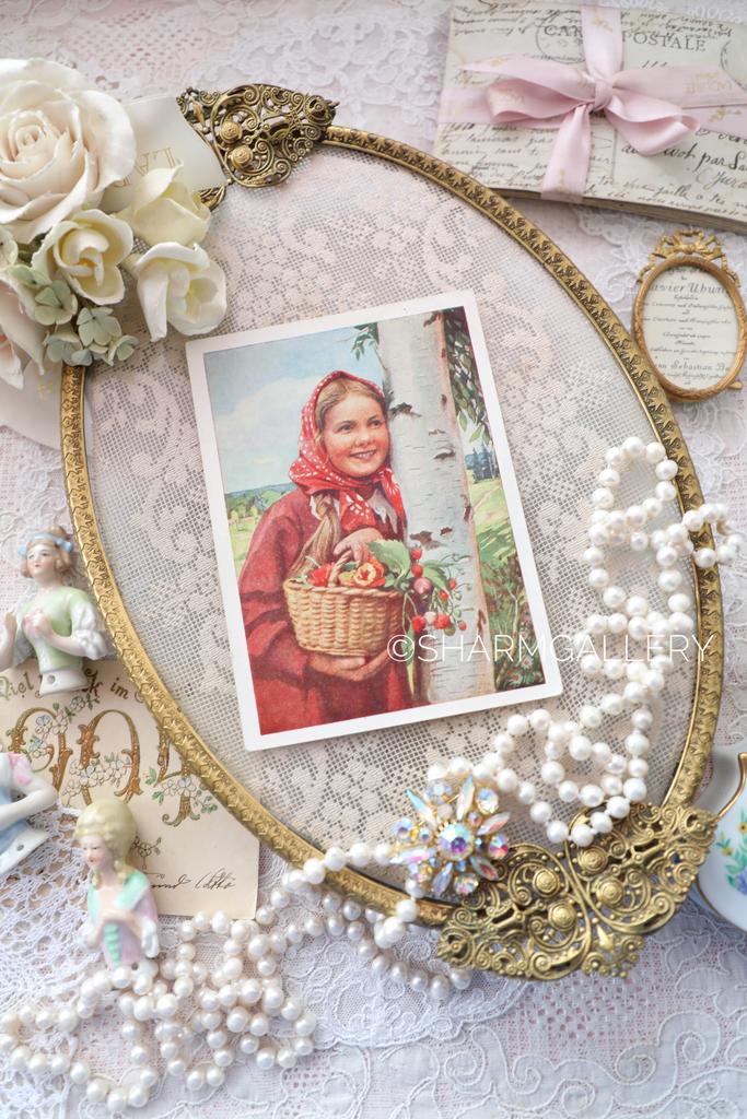 Открытка СССР №219 «Девушка у березки» фото Н. Хорунжий чистая. 1958г.