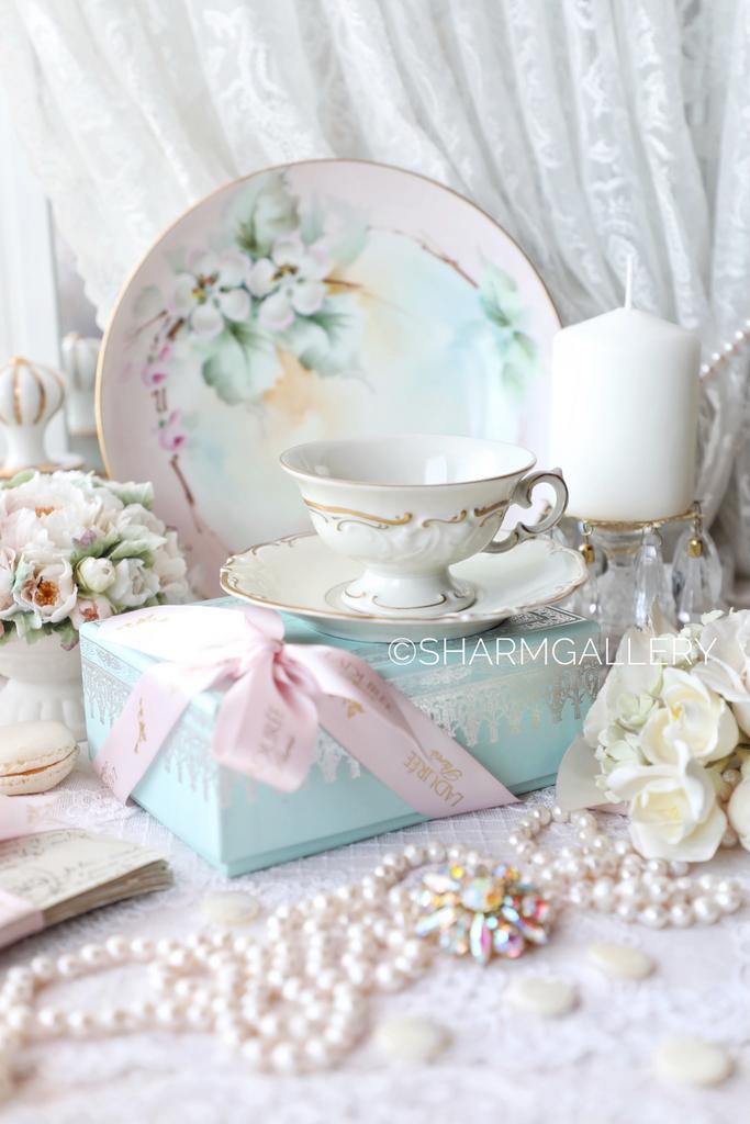 Антикварная кофейная пара цвета айвори, фарфор KPM Германия/Польша.