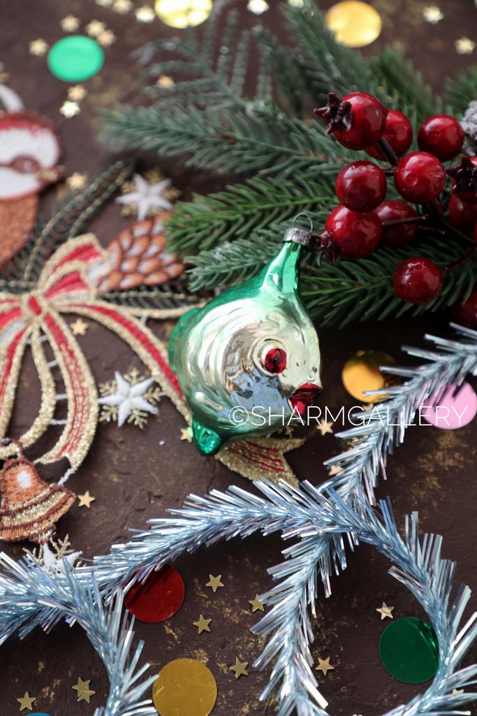 Рыба рыбка зеленая елочная игрушка, стекло СССР (в ассортименте)