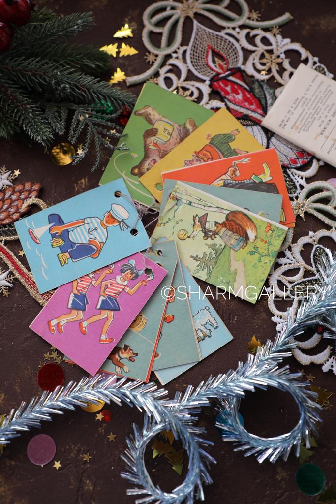 Новогодняя бумажная гирлянда - флажки "Сказочные персонажи" СССР. №9