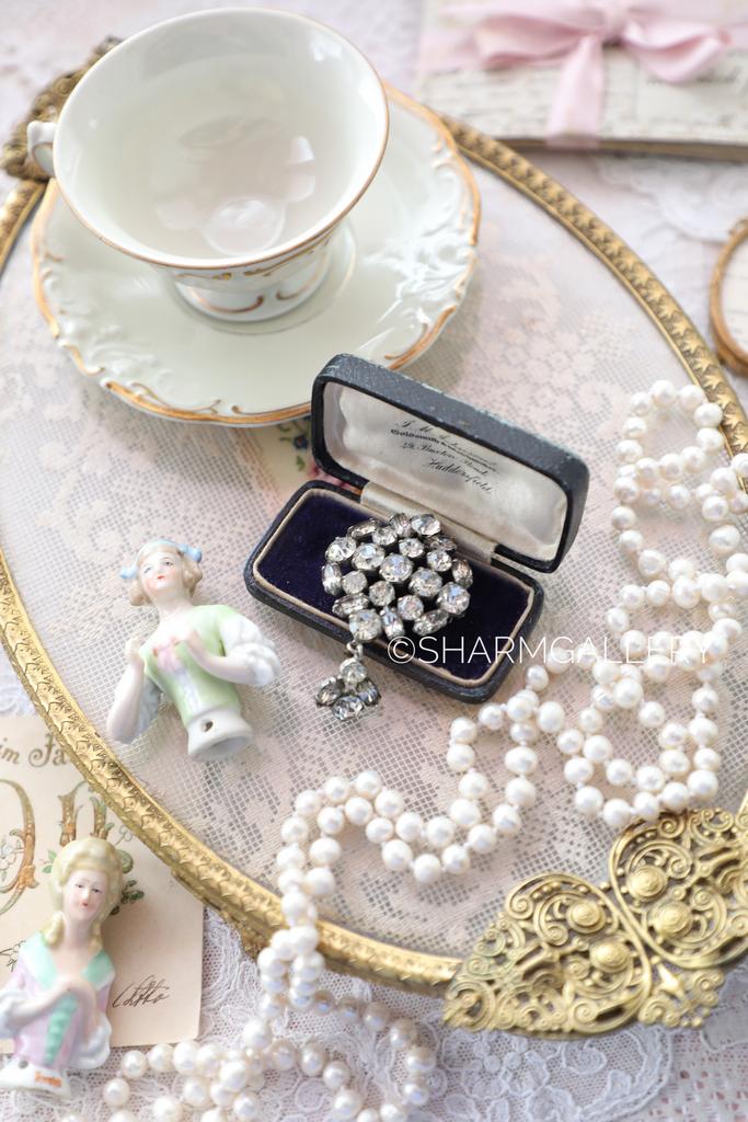 Брошь №15 Винтажная брошка  с подвеской стеклянные стразы, Яблонекс Чехословакия