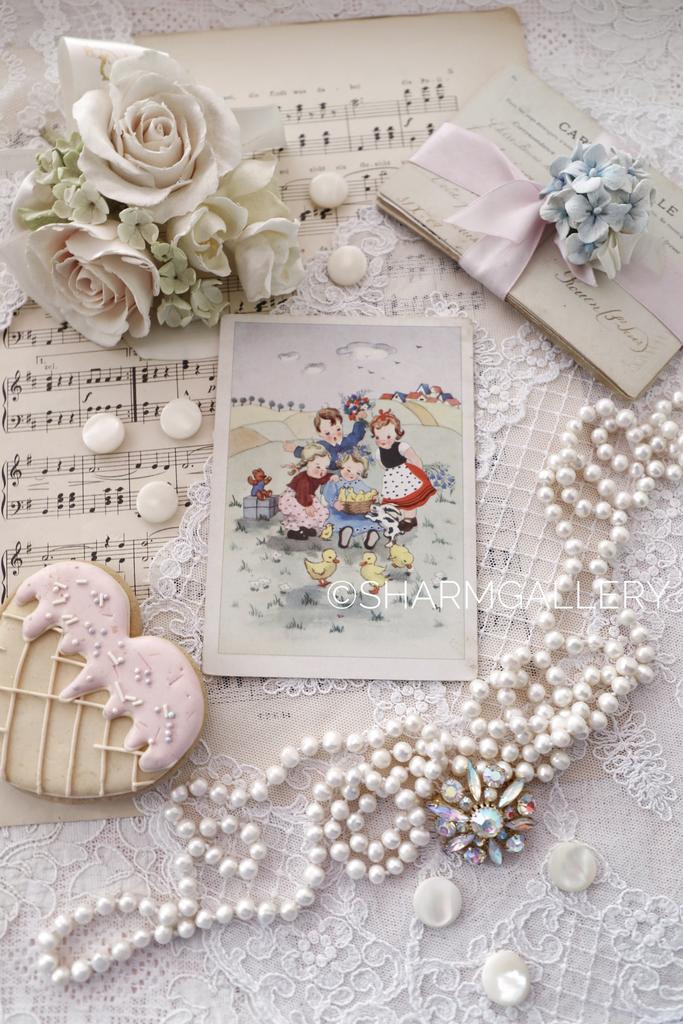 Старинная пасхальная открытка №252 «Дети с утятами» серия Дети, чистая. Германия