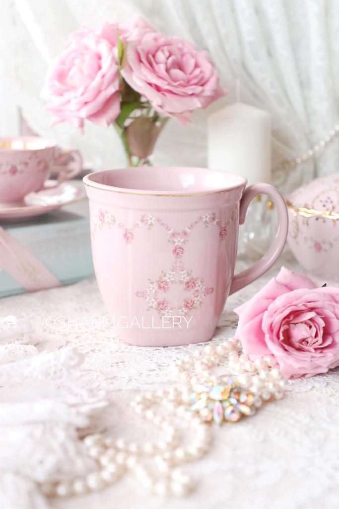 Редкость! Кружка для кваса, пива 700мл «Розовая соната» розовый фарфор Leander Чехия.