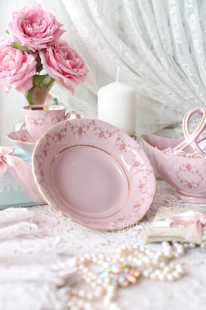 Салатник 16см. «Розовая соната» розовый фарфор Leander Чехия.