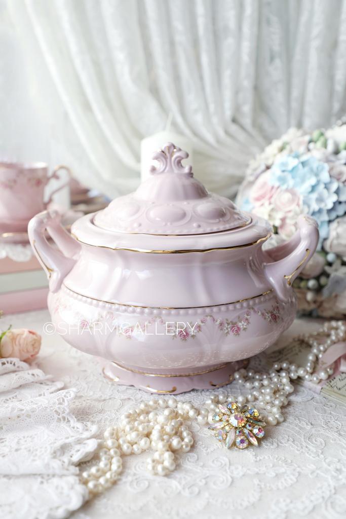 Супница 2,5л «Розовая соната» розовый фарфор Leander Чехия.