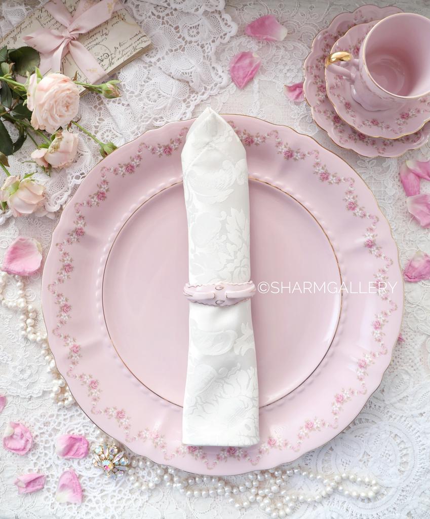 Блюдо сервировочное круглое 32см. «Розовая соната» розовый фарфор Leander Чехия.