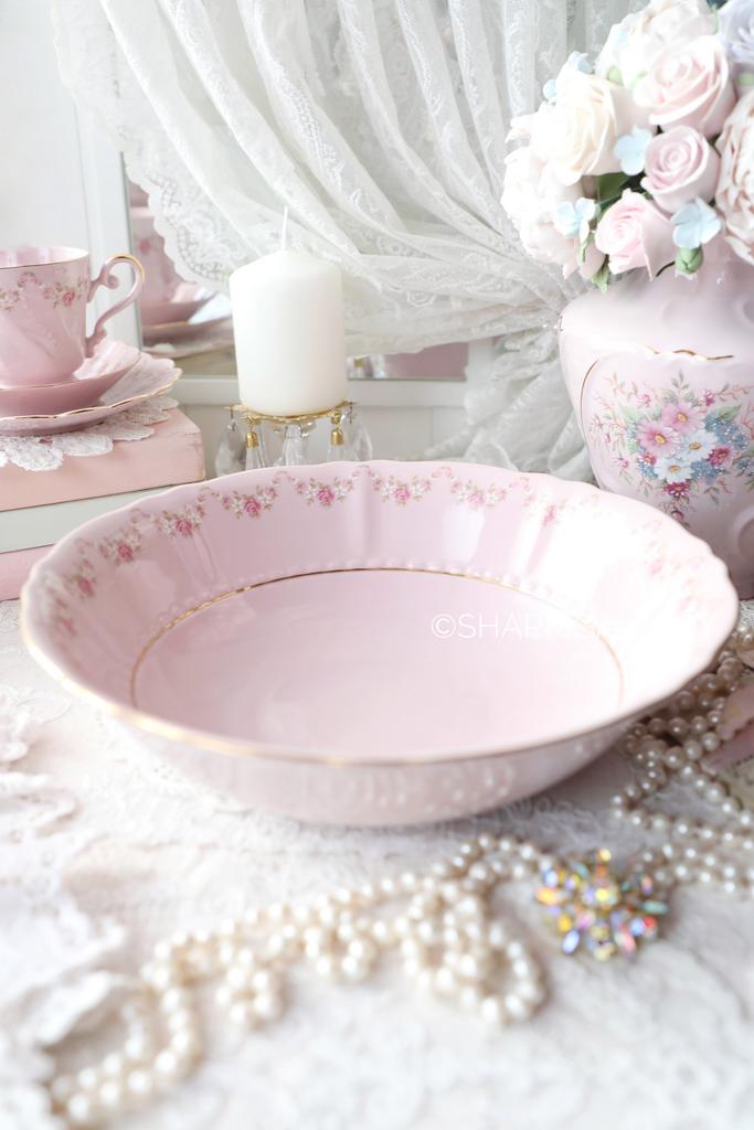 Салатник 26см. «Розовая соната» розовый фарфор Leander Чехия.