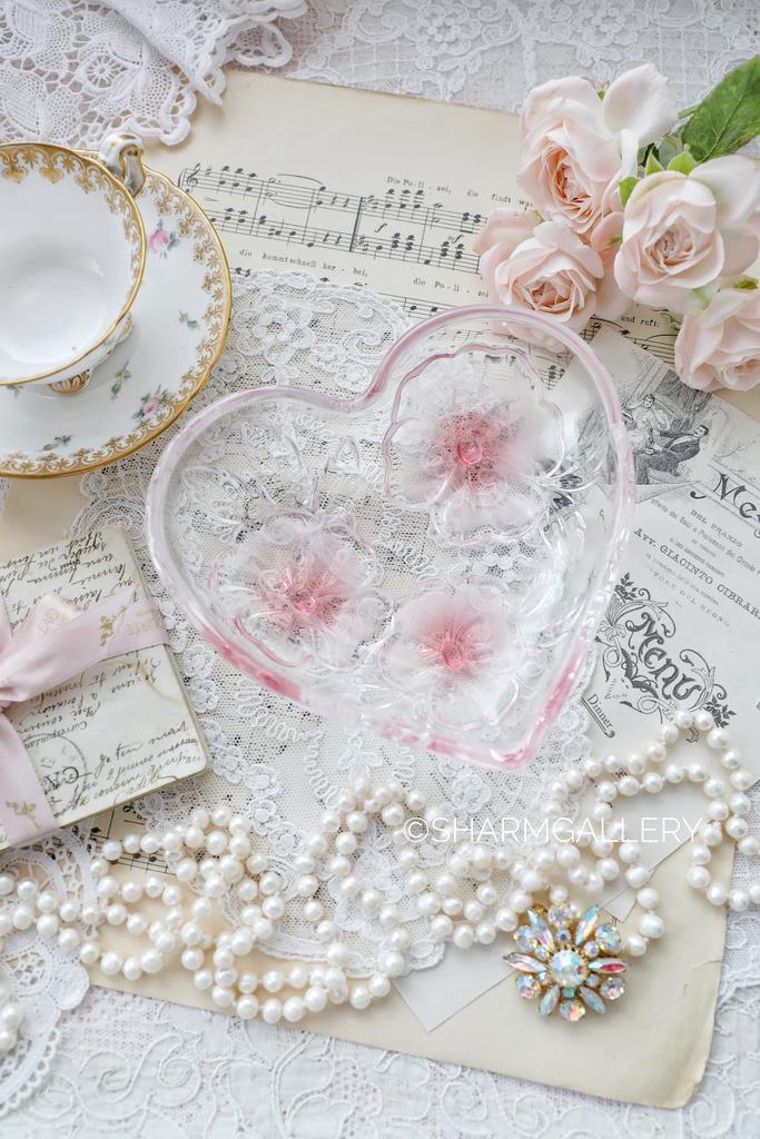 Сервировочное блюдо «Сердце» стекло Walther Glas "Flower" Германия.