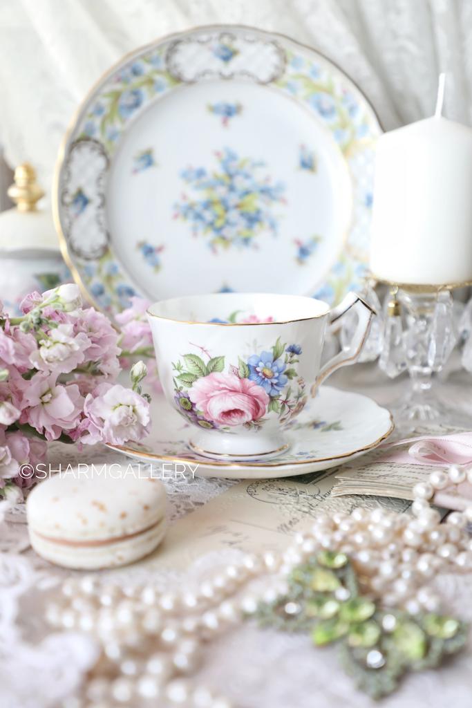 Чайная пара «Роза» 180мл., костяной фарфор Aynsley, Англия.