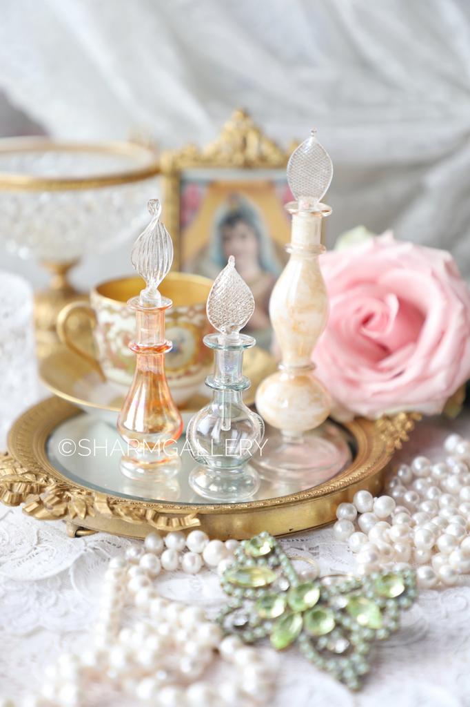 Набор флаконов 3шт. «Arabian tales» для духов или ароматических масел, цветное тонкое стекло.