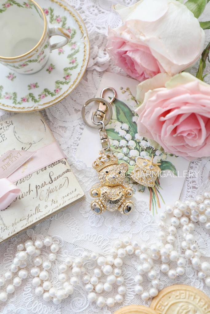 Набор брелок Мишка и брошь Барабан стразы, металл.