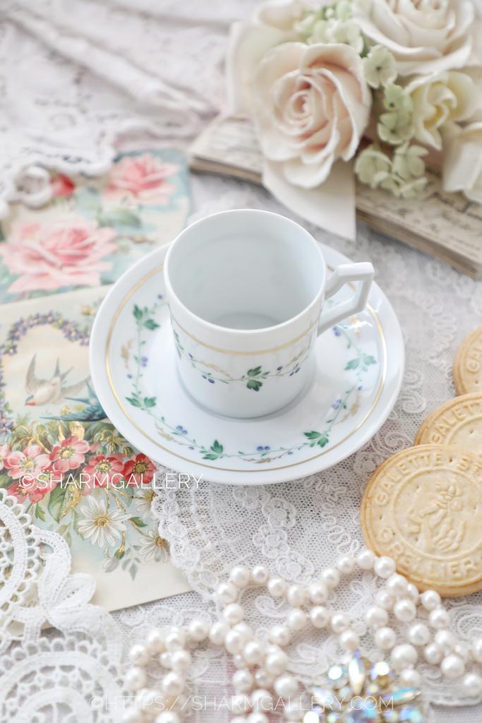 Кофейная пара «Голубика» фарфор Fürstenberg Фюрстенберг, Германия.