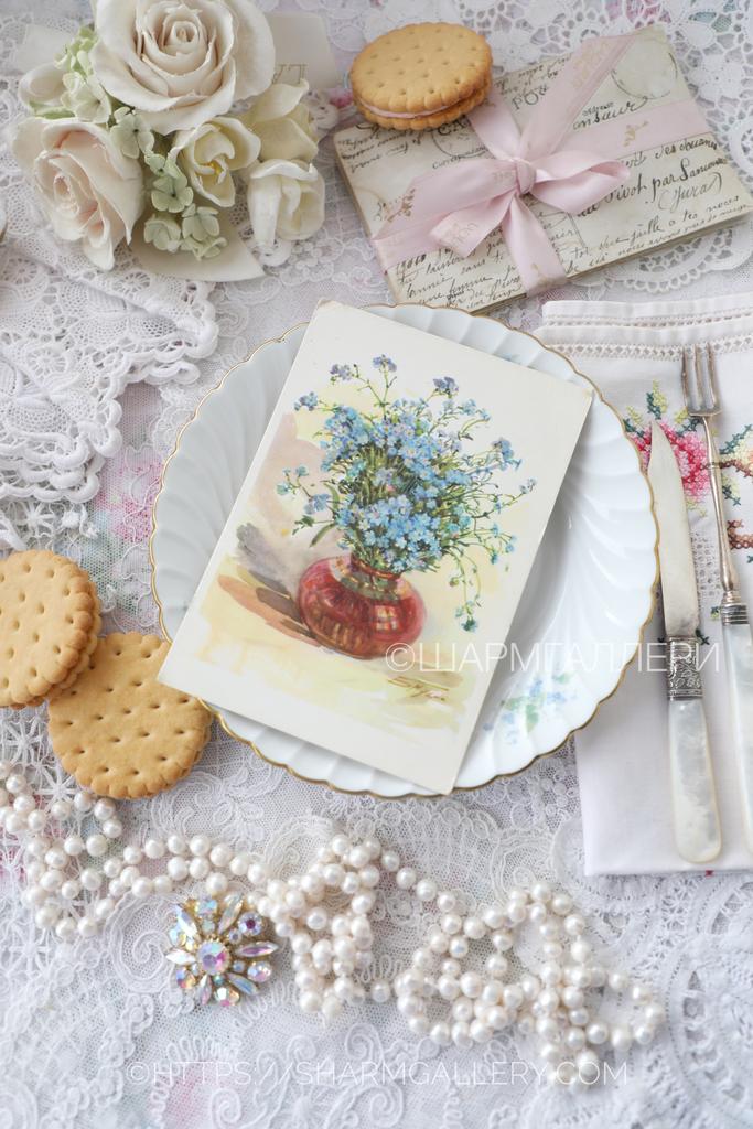 Открытка №282 "Незабудки" СССР ИЗОГИЗ художник Б. Мухин 1960гг. Чистая.