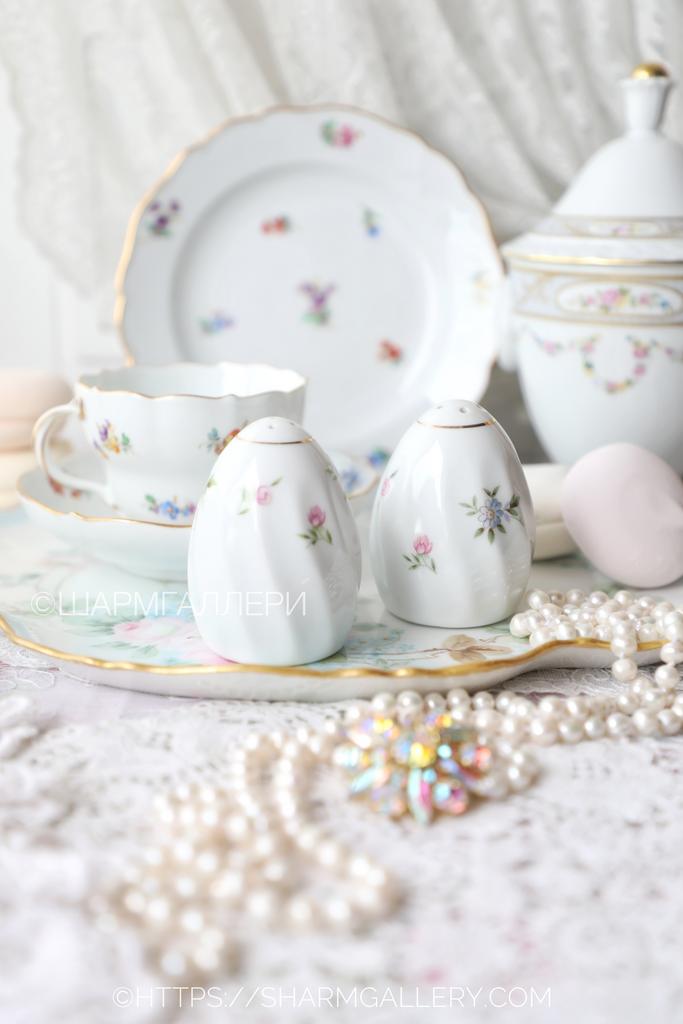 Набор для специй, соль перец солонка перечница «Ситец» мелкий полевой цветок, фарфор Англия.