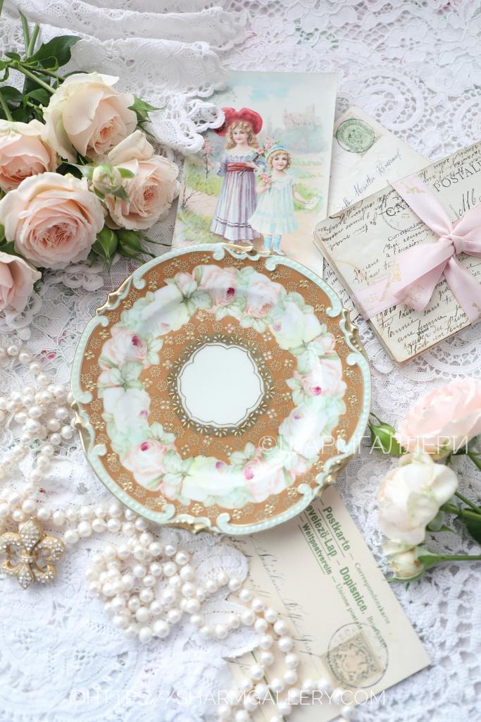 Старинное чайное блюдце "Розы"  15,5см. фарфор Royal Vienna