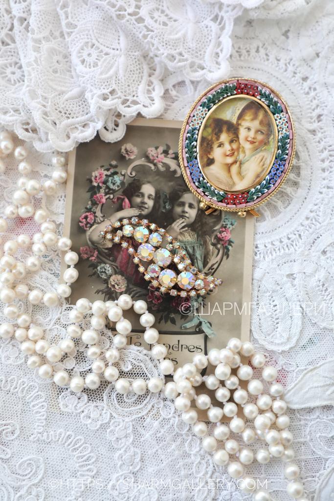 Брошь №47 винтажная брошка стеклянные радужные стразы Бореалис, Яблонекс Чехословакия