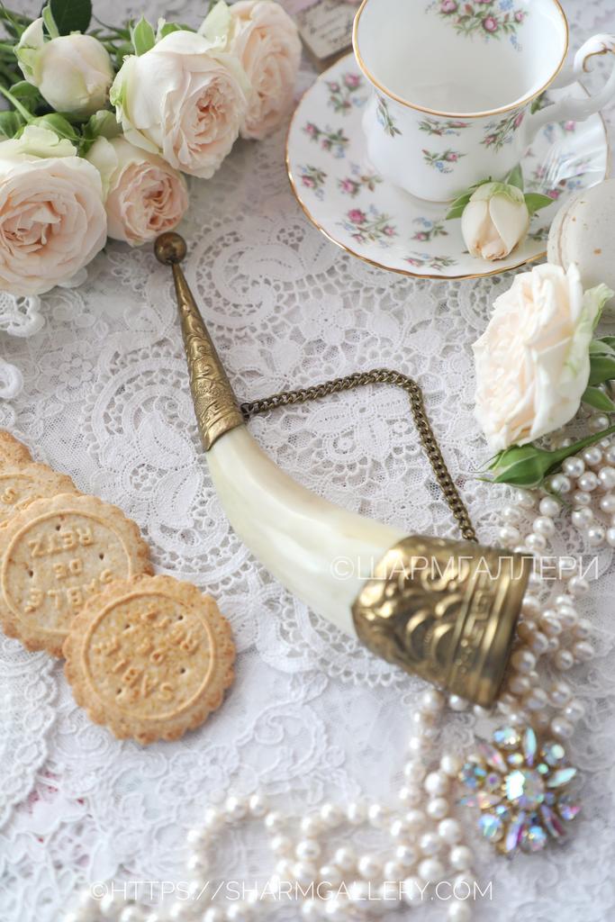 Рог для напитков, латунь натуральный рог. СССР.