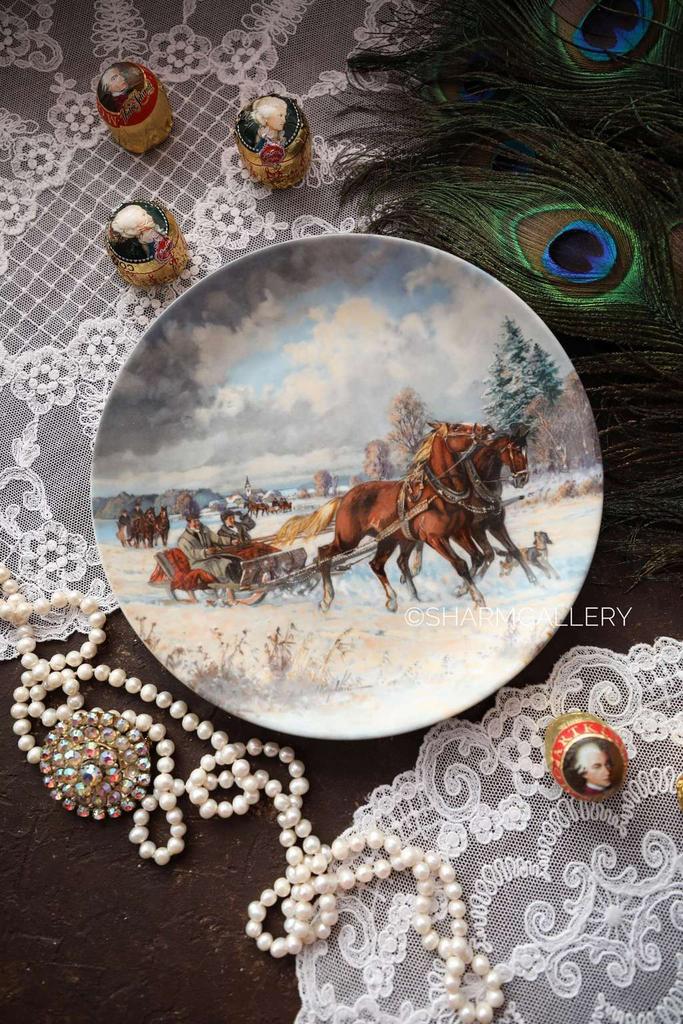 Настенная тарелка «Путешествие с лошадьми» 1989г. фарфор Seltmann Weiden/Зельтманн Вайден Германия