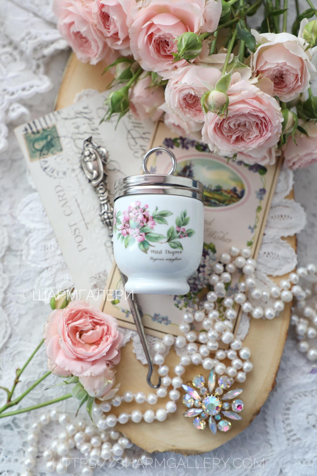 Редий Кодлер - пашотница «Worcester Herbs» Вустерские травы  в коробке, на 1 яйцо standart Coddler фарфор Royal Worcester, Англия.