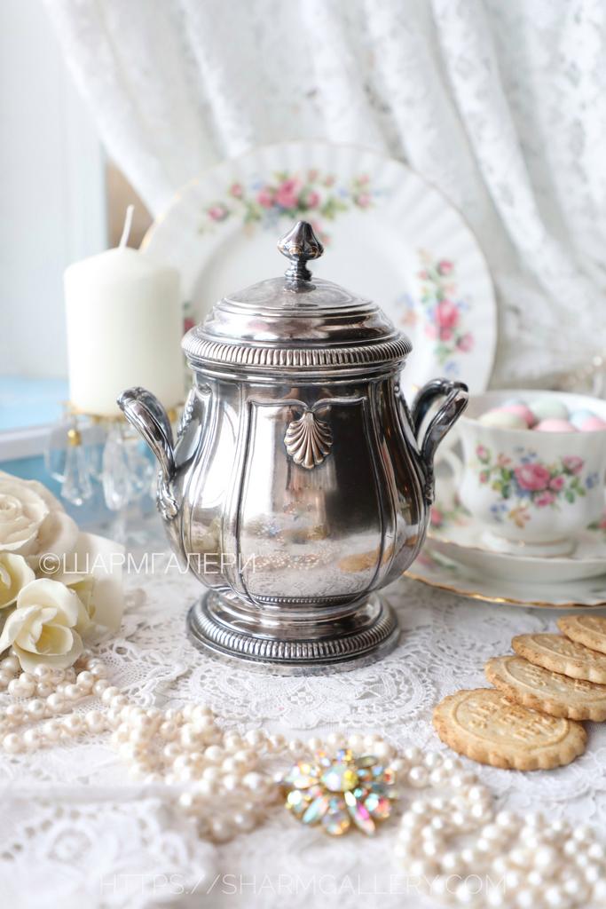 Старинная имбирная банка для сладостей/сыпучих серебрение, Англия.