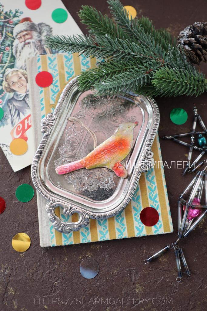 «Птичка» елочная игрушка из картона - картонаж, СССР №3