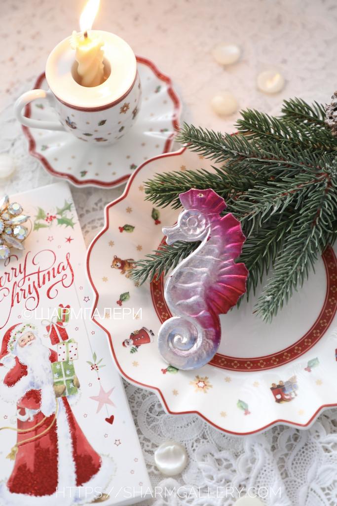 «Морской конек» елочная игрушка из картона - картонаж из серии «Море», СССР