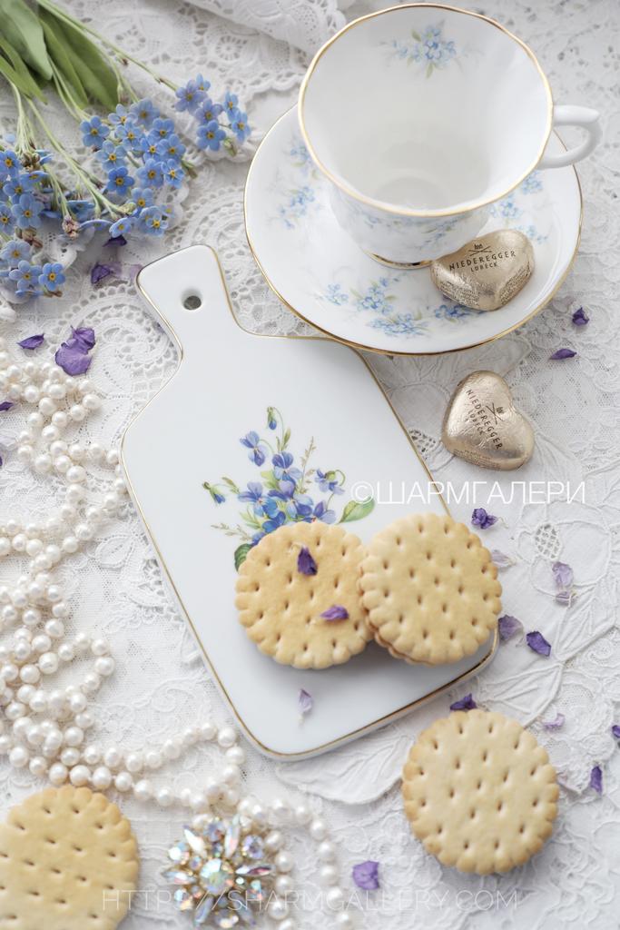 Доска сырная сервировочная "Синие цветы" фарфор Германия