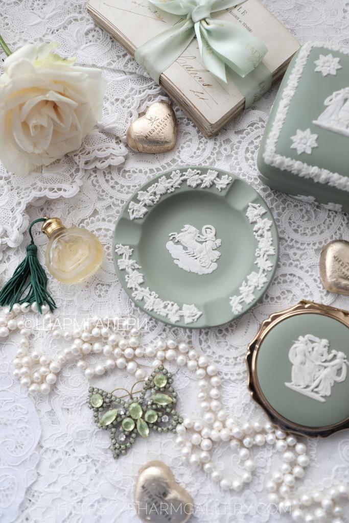 Пепельница 11см оливковый бисквитный яшмовый фарфор Веджвуд/Wedgwood Англия.