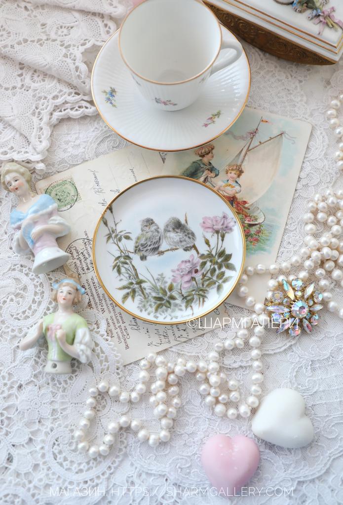 Подставка розетка «Птички на ветке» фарфор Kaiser Кайзер Германия.