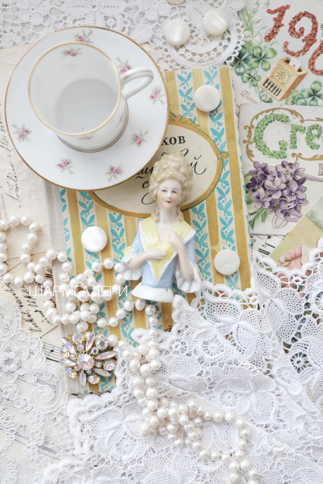 Антикварная Half doll «Дама» кукла половинка 9,5см фарфор, Германия.