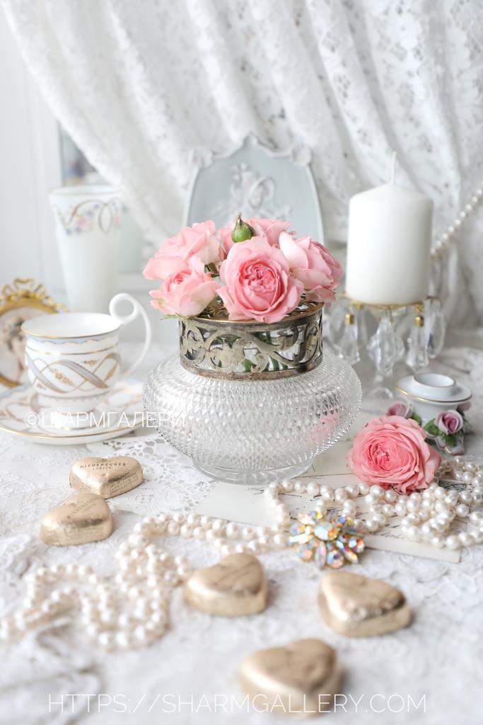 Хрустальная ваза для цветов Роузбол Rose Bowl, Англия.