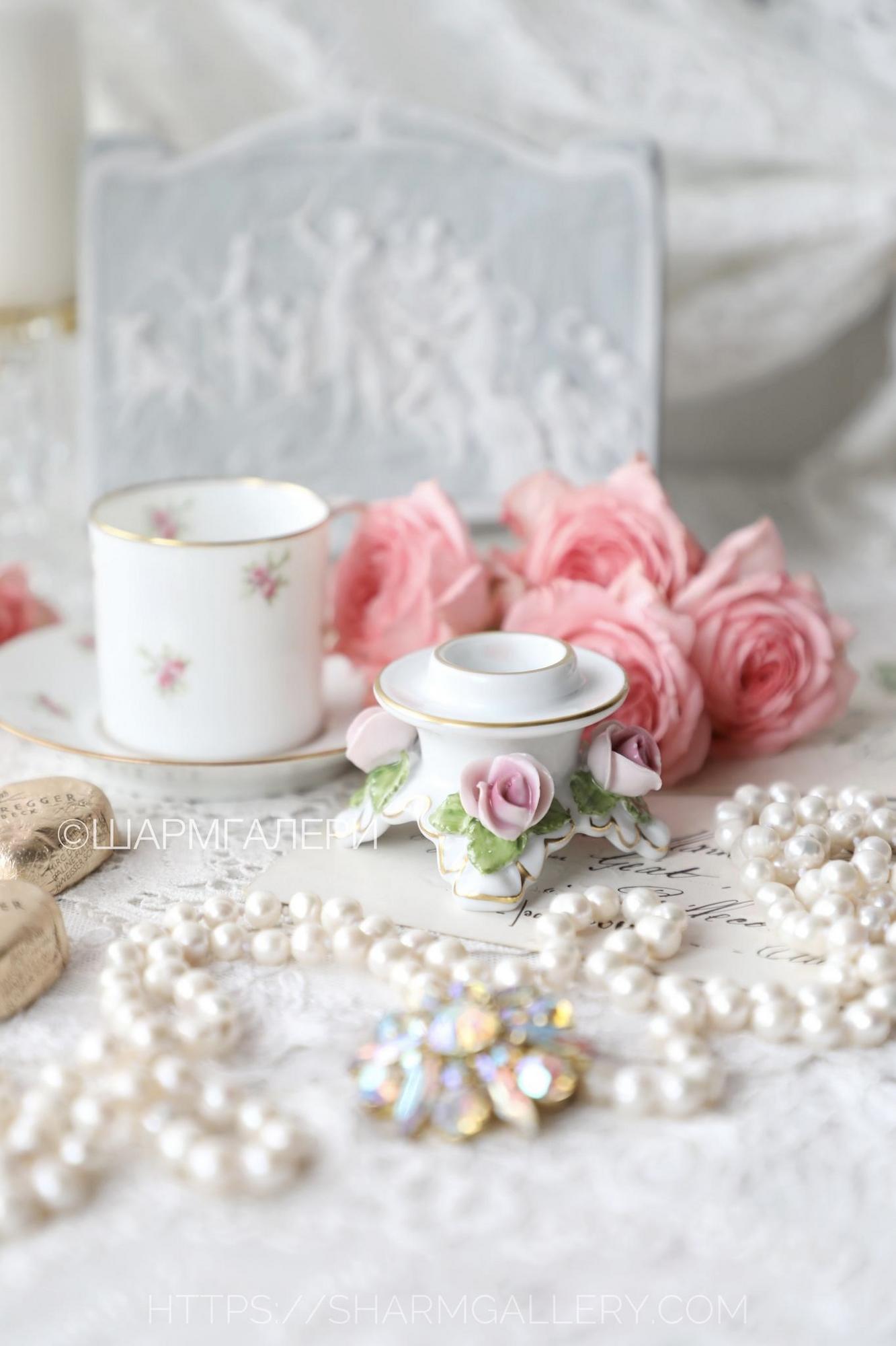 Подсвечник «Роза» фарфор Kaiser Кайзер Германия.