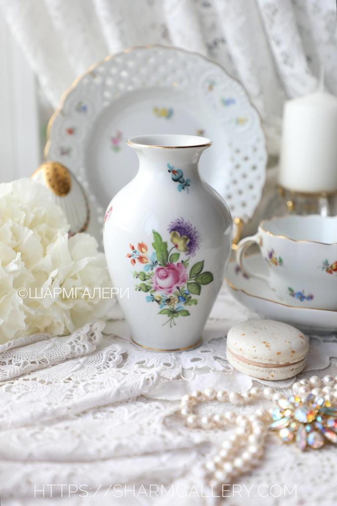 Ваза для цветов, роспись, премиум фарфор Herend (Хэренд) Венгрия. 1960г