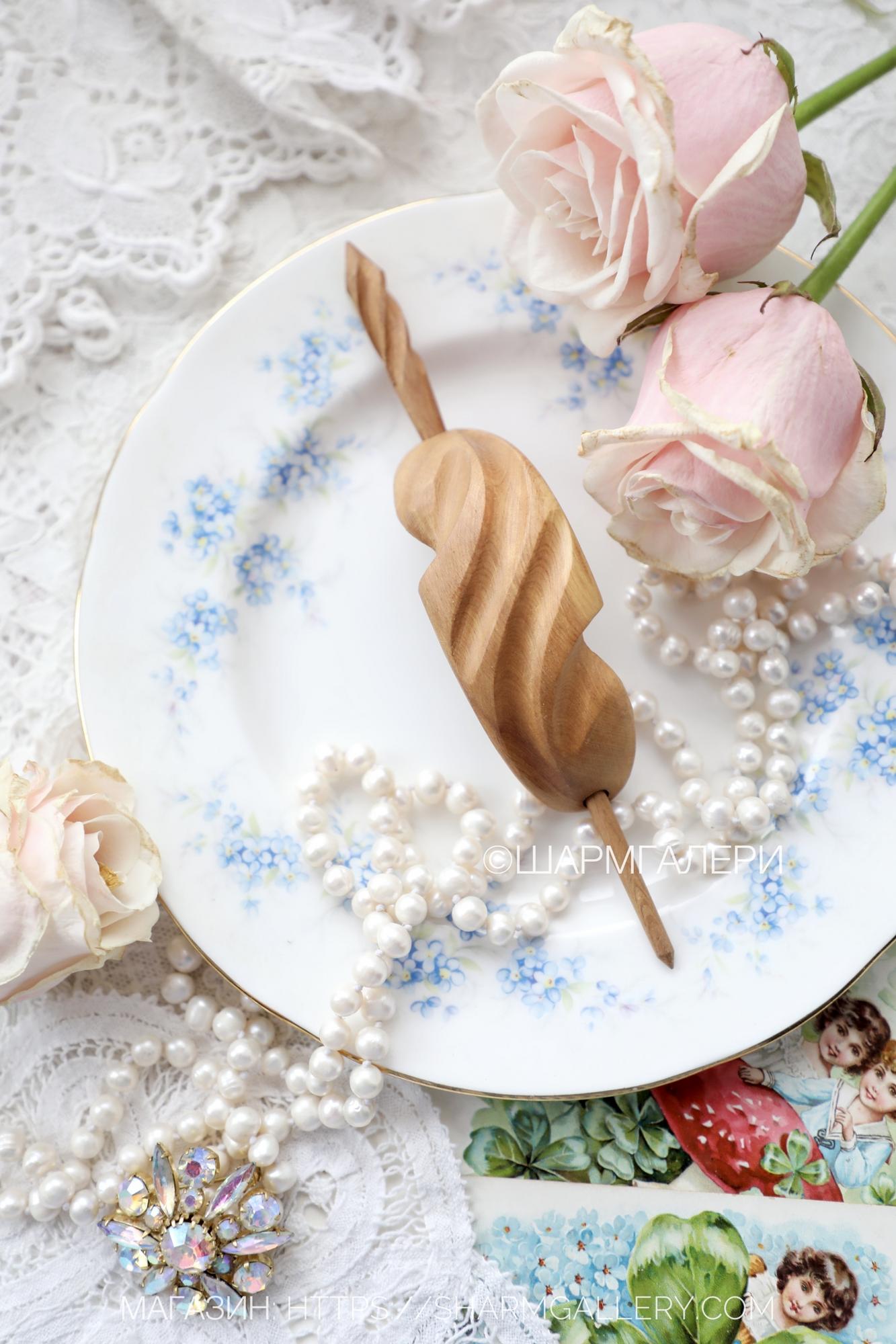 Заколка для волос натуральное дерево Можжевельник.