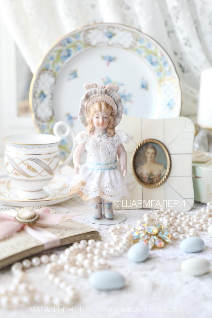 Антикварная фарфоровая кукла 13,5см. бисквитный фарфор, Германия.