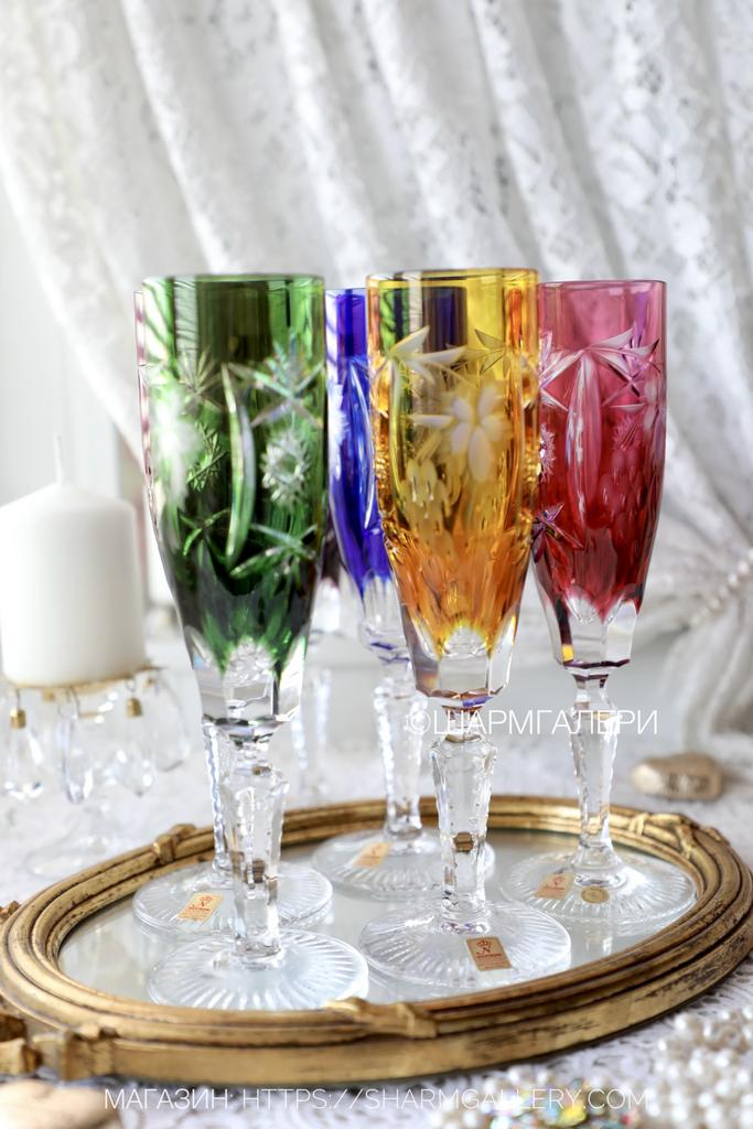 Фужер/Бокал для Шампанского 21,5см Traube/Траубе (виноград, виноградная лоза) цветной хрусталь Нахтманн Nachtmann Германия. В ассортименте!