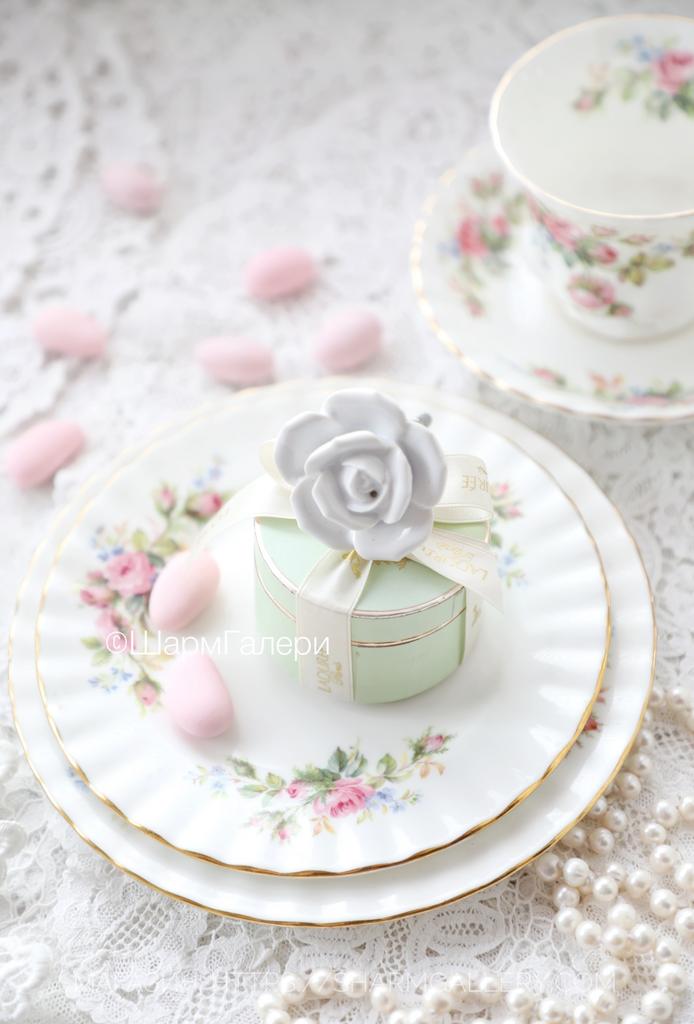 Ручка мебельная «Белая роза» шебби шик, фарфор, Zara Home.