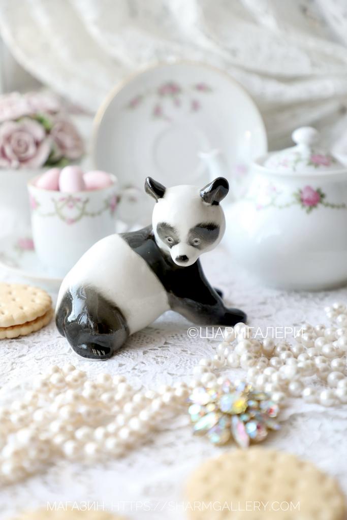 Статуэтка медвежонок «Панда» фарфор ЛФЗ СССР