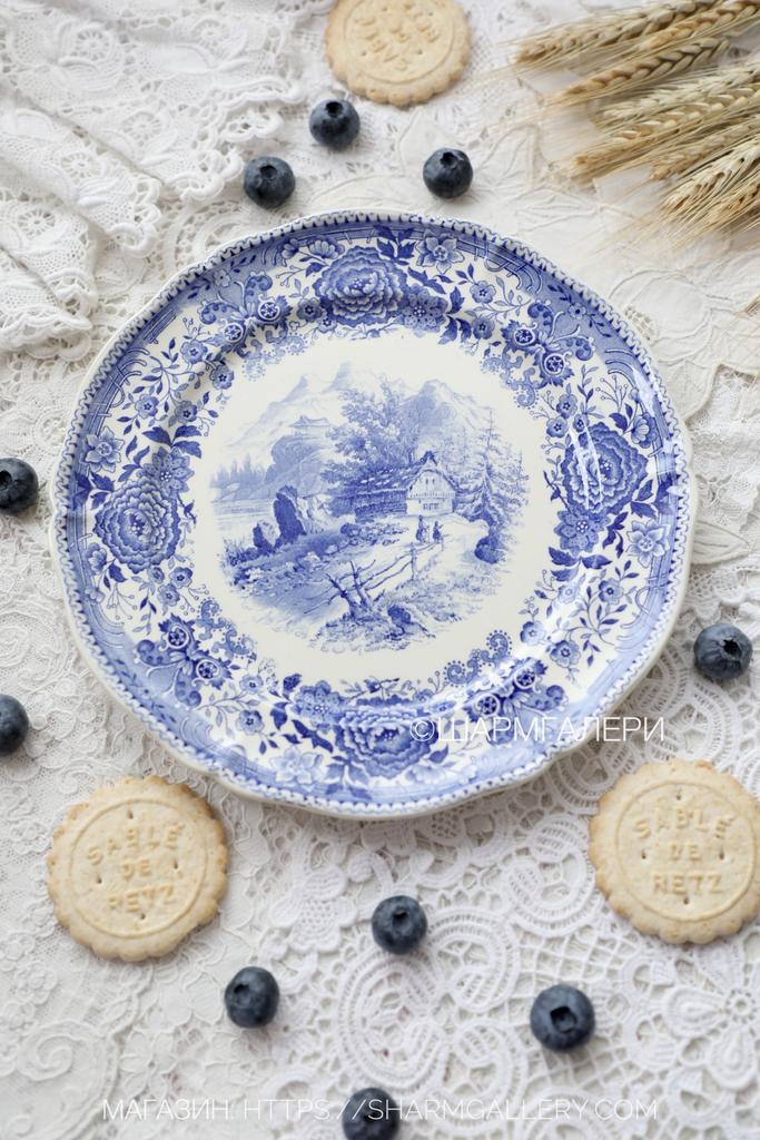 Старинная десертная/пирожковая тарелка 19см Burgenland Blau Бургенланд Villeroy&Boch, Германия. №6