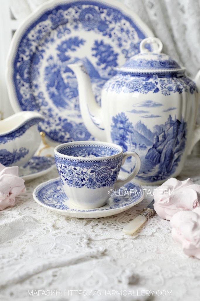 Чайно/кофейная пара Burgenland Blau Бургенланд Villeroy&Boch, Германия.