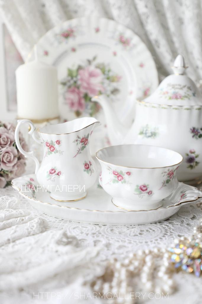 Сахарница/Джемница и Сливочник “Rose Time” Время Роз, костяной фарфор Richmond/Ричмонд Англия.
