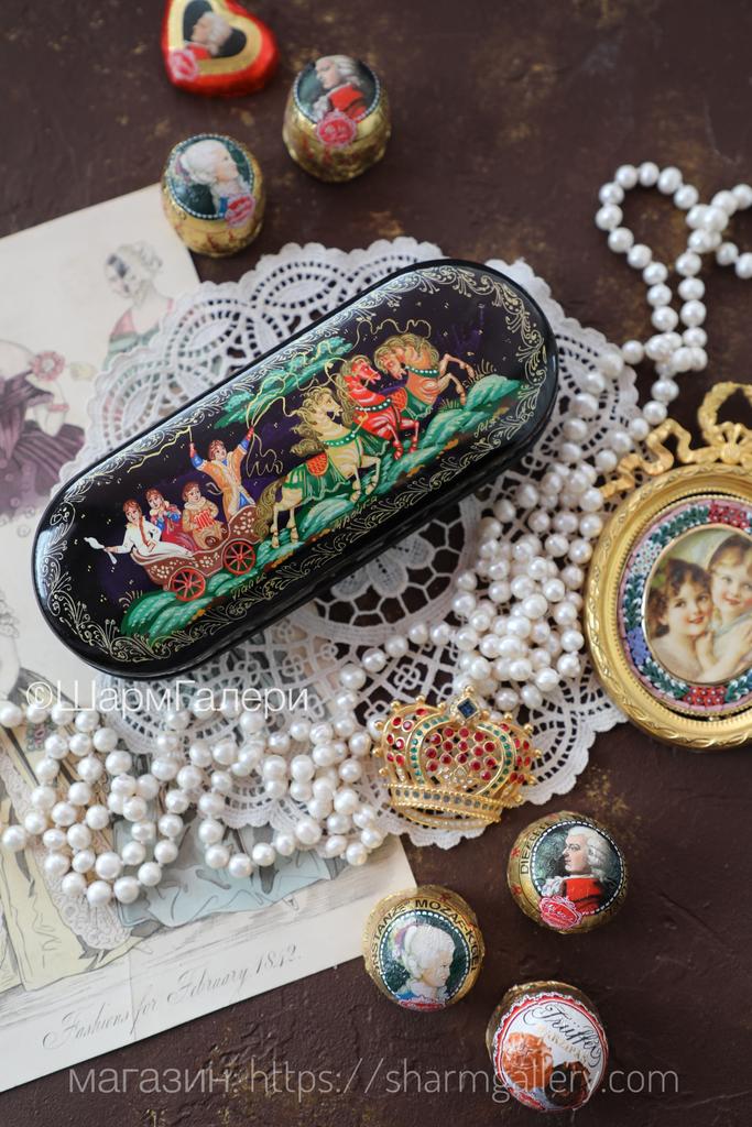 Очешник футляр для очков «Тройка» авторская роспись: Палех,.