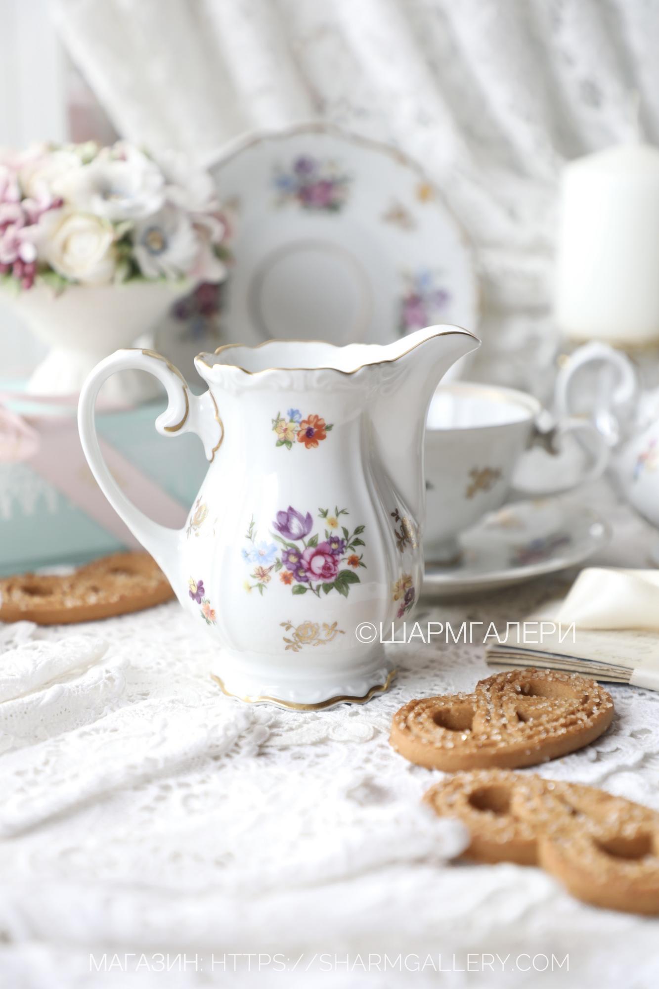 Сливочник «Мейсенский букет» фарфор Райхенбах Reichenbach, GDR Германия