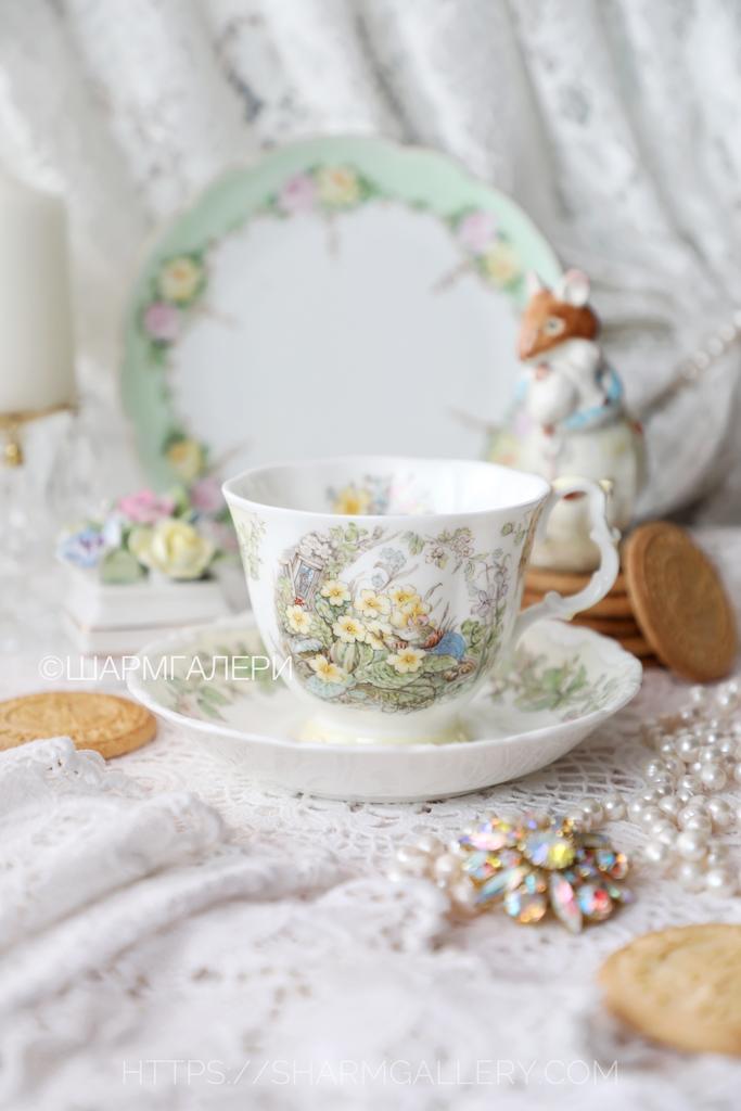 Чайная пара «Spring» Весна Brambly Hedge Ежевичная поляна фарфор Royal Doulton Англия 1983г.