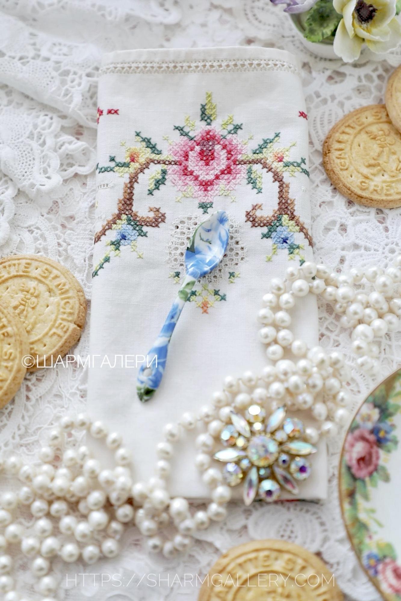 Фарфоровая ложечка для соли или специй "Цветочная" Бельгия