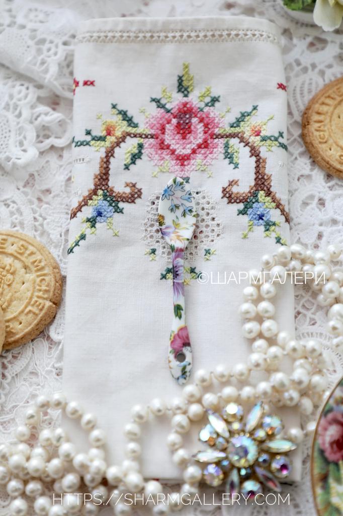 Фарфоровая ложечка для соли или специй "Цветочная" Бельгия