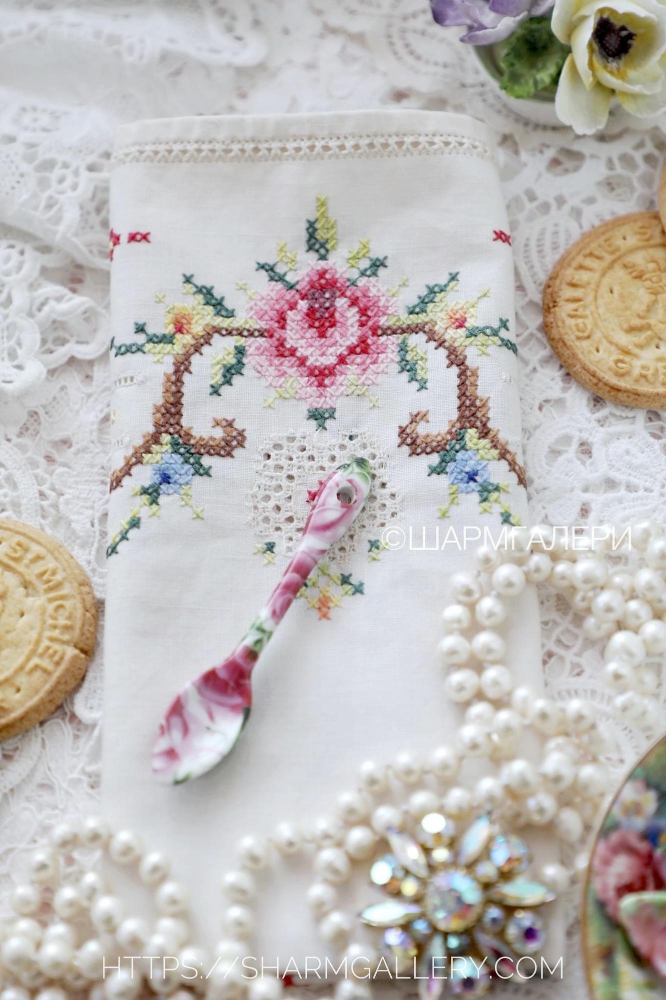 Фарфоровая ложечка для соли или специй "Цветочная" Бельгия