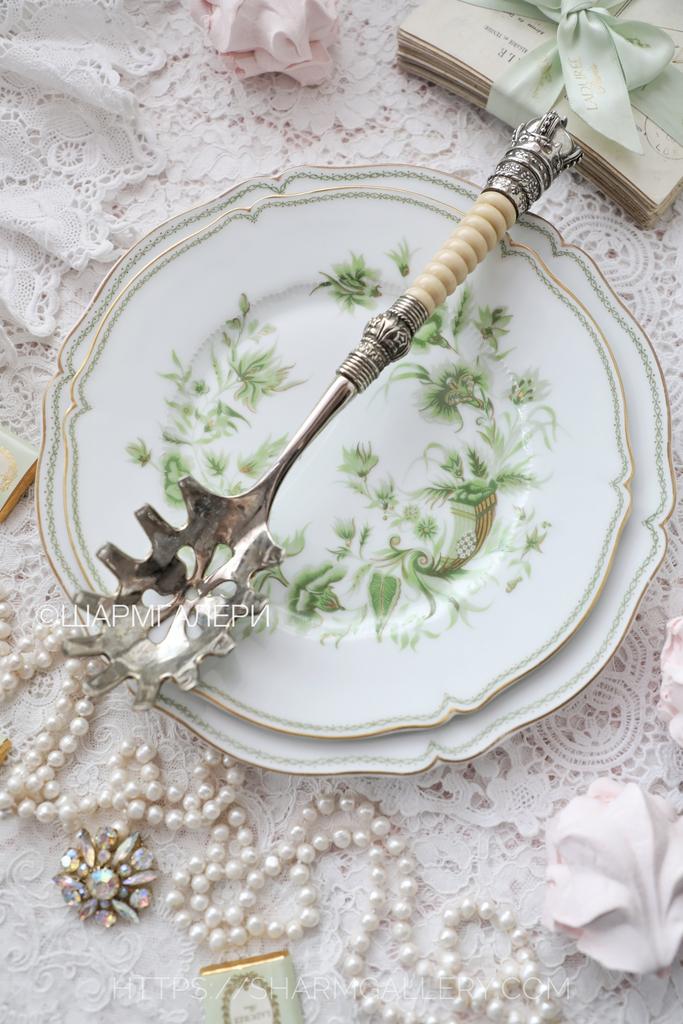 Ложка для пасты - спагетти «Корона» серебрение, Англия.