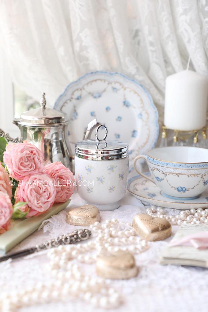 Кодлер Coddler на 2 яйца «Незабудки» фарфор Royal Worcester/Роял Вустер, Англия.